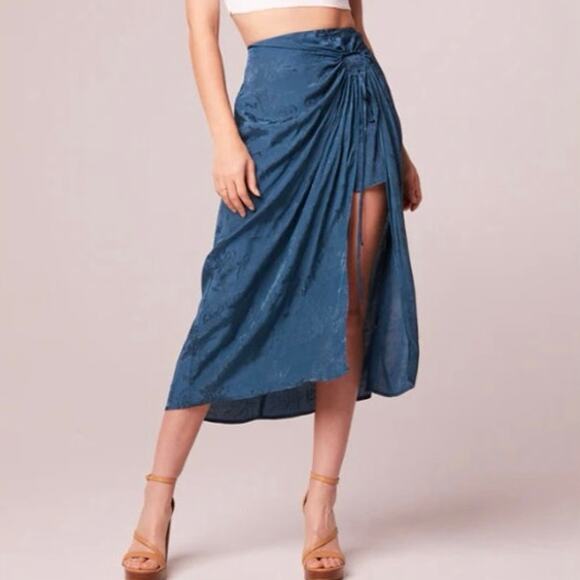 Band Of the Free Celene Layered Floral Midi Skirt in Deep Teal - Picture 1 of 8